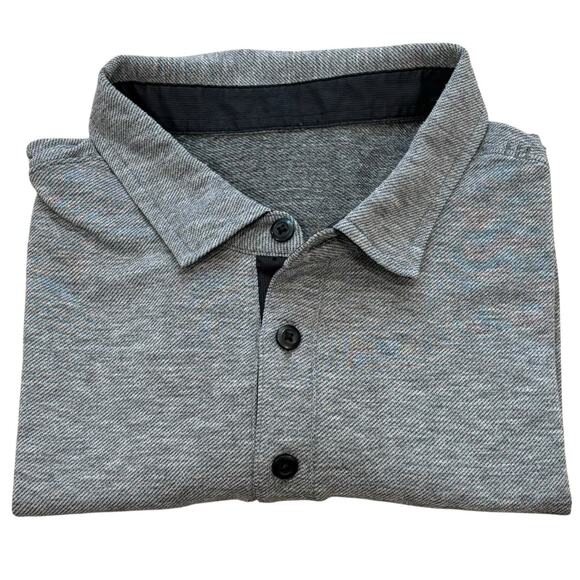 Lululemon Evolution Polo Heather Dark Gray Large Golf Casual Stretch Quick Dry - Picture 7 of 7